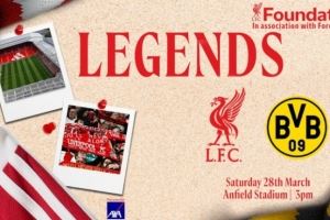 所得收入全部用于慈善,利物浦官方:3月28日将和多特举办传奇赛